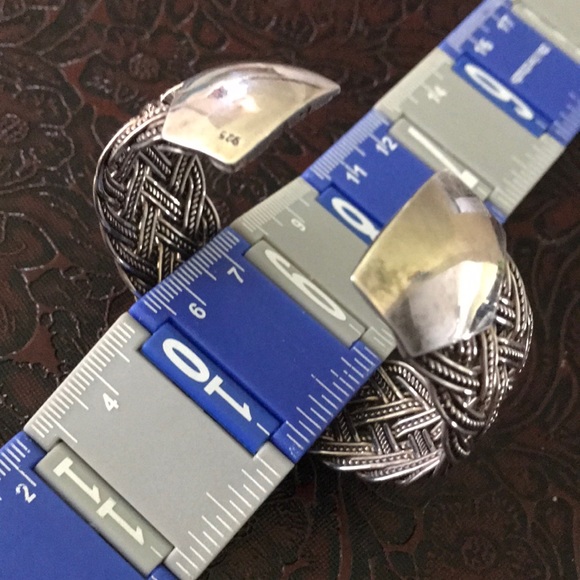 Sterling  925 braided woven 6.75-7” cuff bracelet - Picture 5 of 8